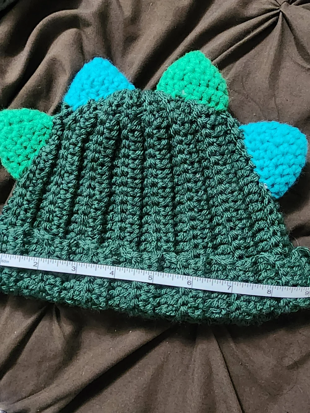 Kids Green & Blue Dino Beanie Hat